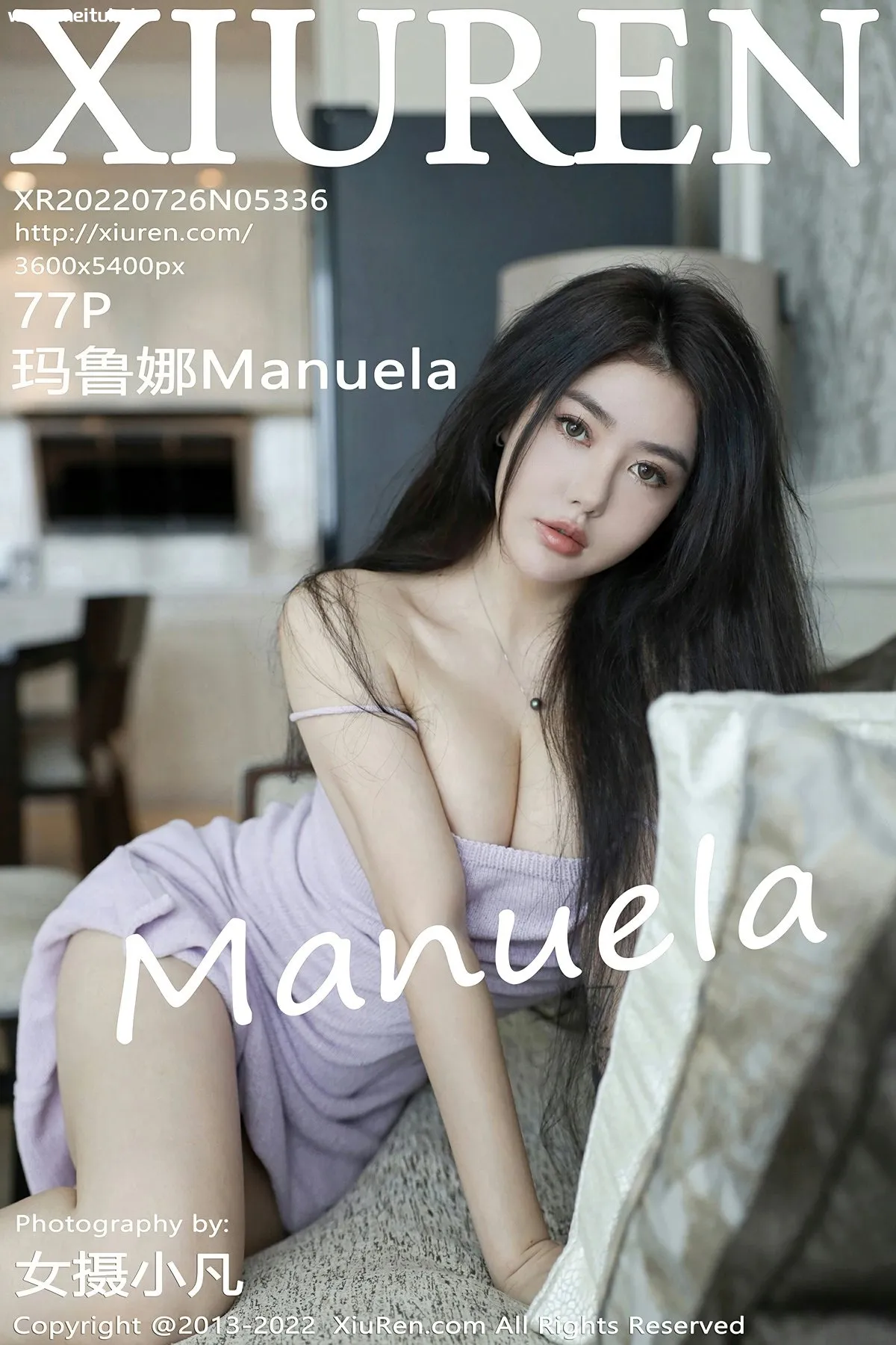 [XiuRen秀人网] 2022.07.26 No.5336 Manuela玛鲁娜性感淡紫色吊带裙三亚旅拍写真 [79P]-美腿之家