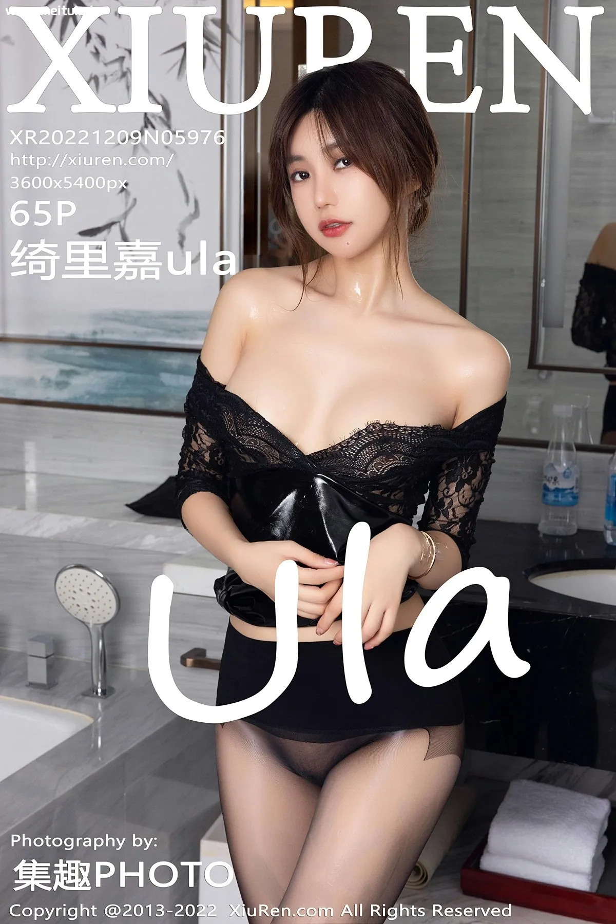 [XiuRen秀人网] 2022.12.09 No.5976 绮里嘉ula 黑色蕾丝连衣短裙 性感写真 [65+1P]-美腿之家
