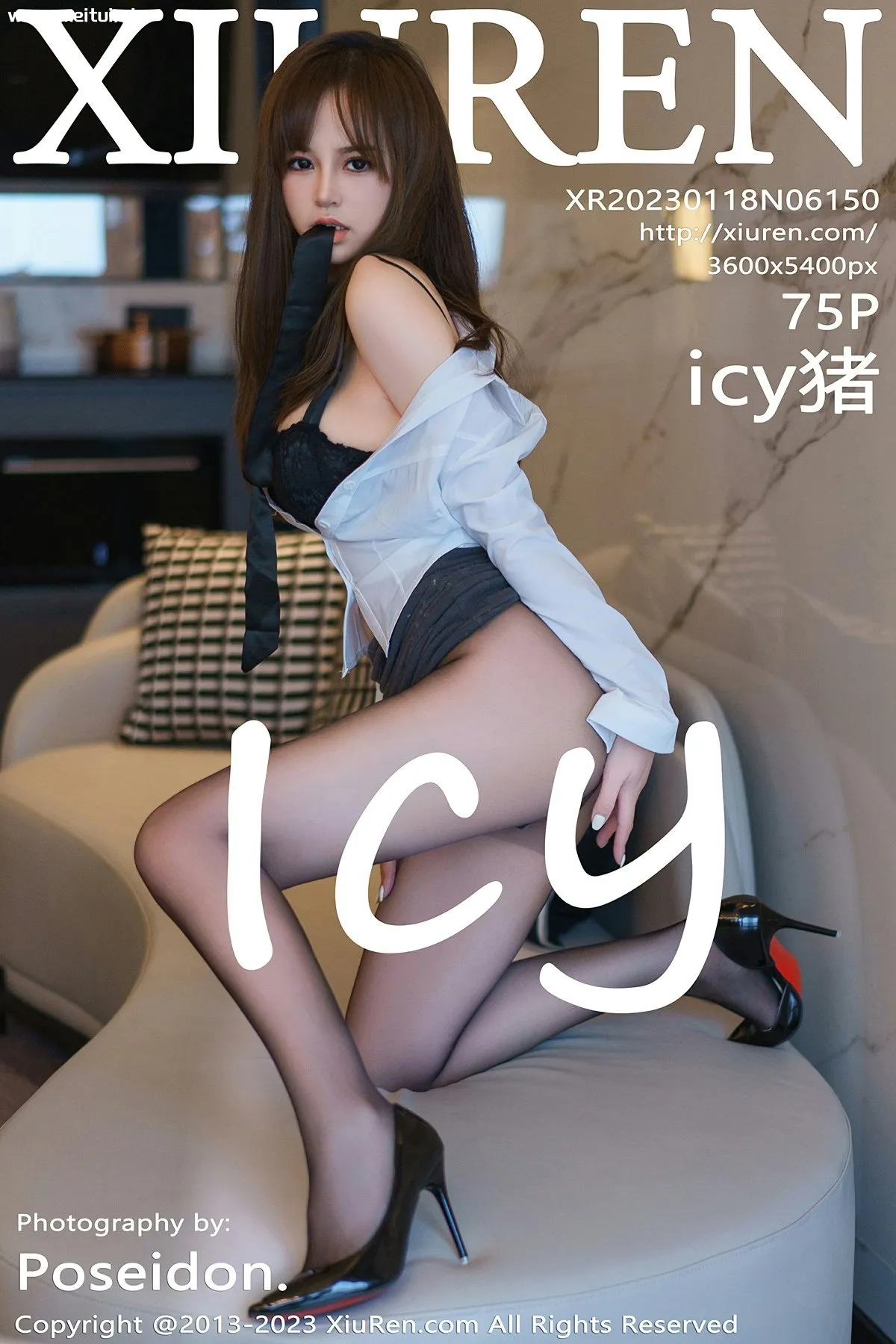 [XiuRen秀人网] 2023.01.18 No.6150 icy猪 黑色蕾丝内衣 魅惑黑丝 性感写真 [75+1P]-美腿之家