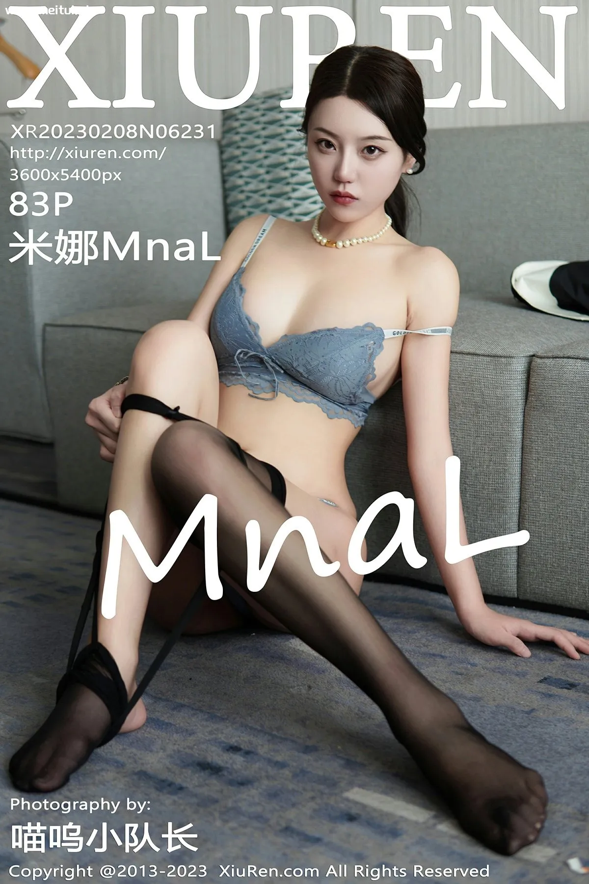 [XiuRen秀人网] 2023.02.08 No.6231 米娜MnaL OL装扮蓝灰色蕾丝内衣性感写真 [83+1P]-美腿之家