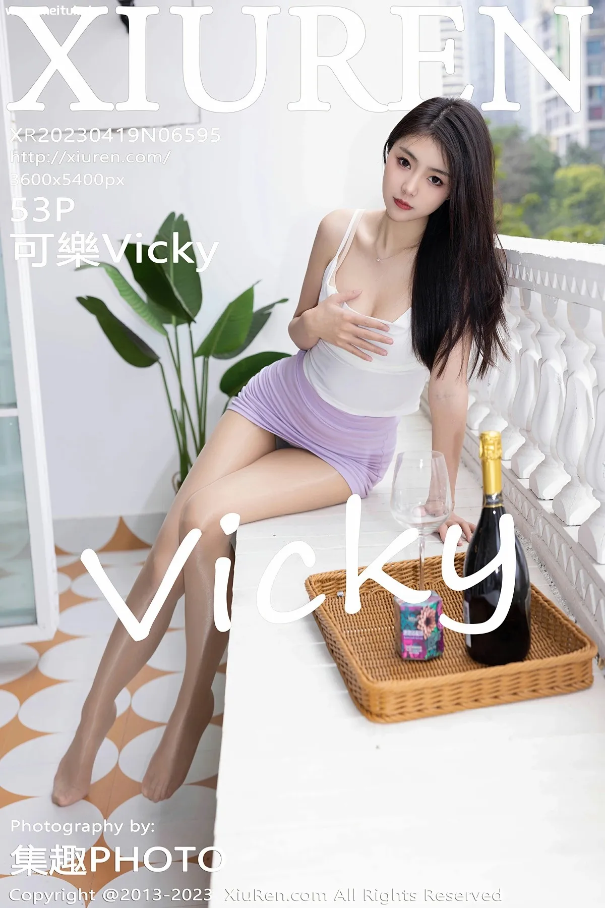 [XiuRen秀人网] 2023.04.19 No.6595 可樂Vicky 淡紫色短裙 诱人肉丝 性感写真 [53+1P]-美腿之家