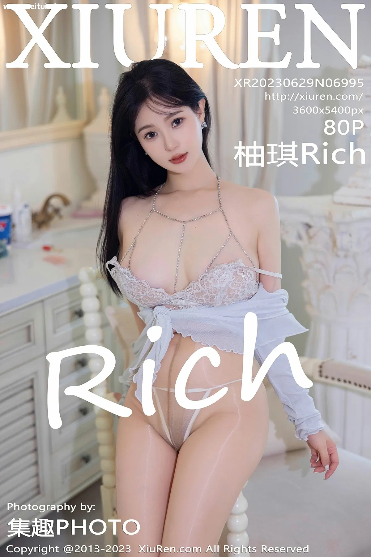 [XiuRen秀人网] 2023.06.29 No.6995 柚琪Rich 白色蕾丝内衣 性感写真 [80+1P]-美腿之家