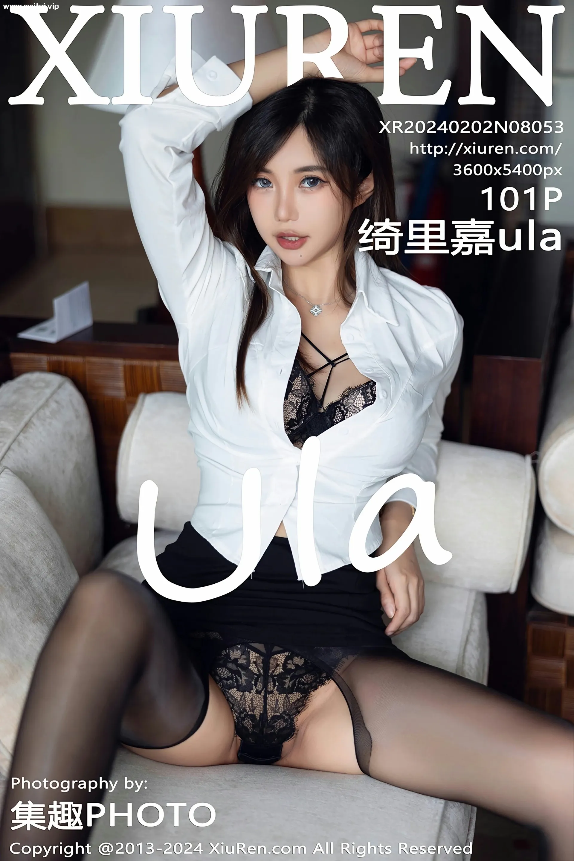 [XiuRen秀人网] 2024.02.02 No.8053 绮里嘉ula 性感黑蕾丝内衣 三亚旅拍写真 [101+1P]-美腿之家