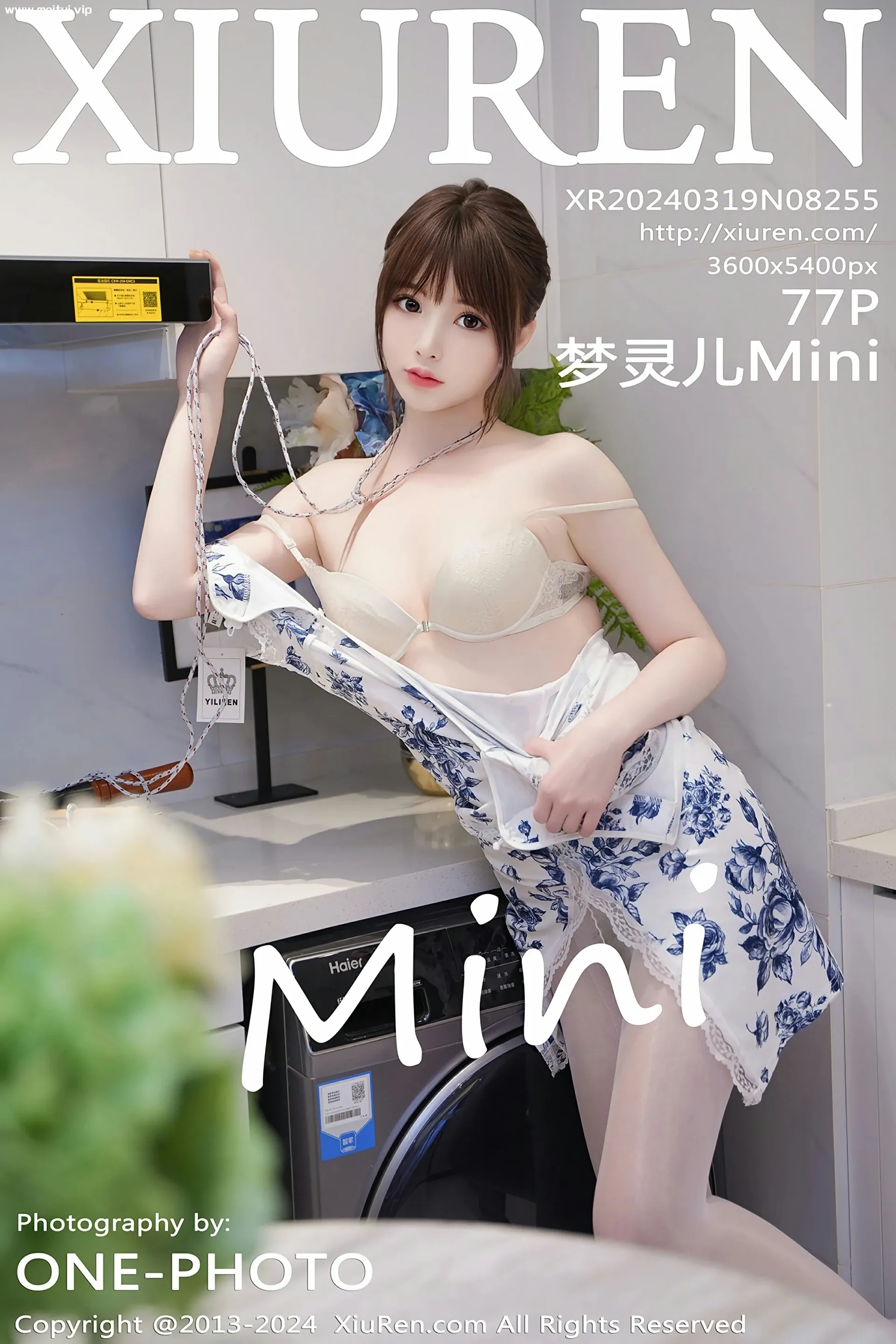 [XiuRen秀人网] 2024.03.19 No.8255 梦灵儿Mini 青色轻透情趣旗袍 性感写真 [77+1P]-美腿之家