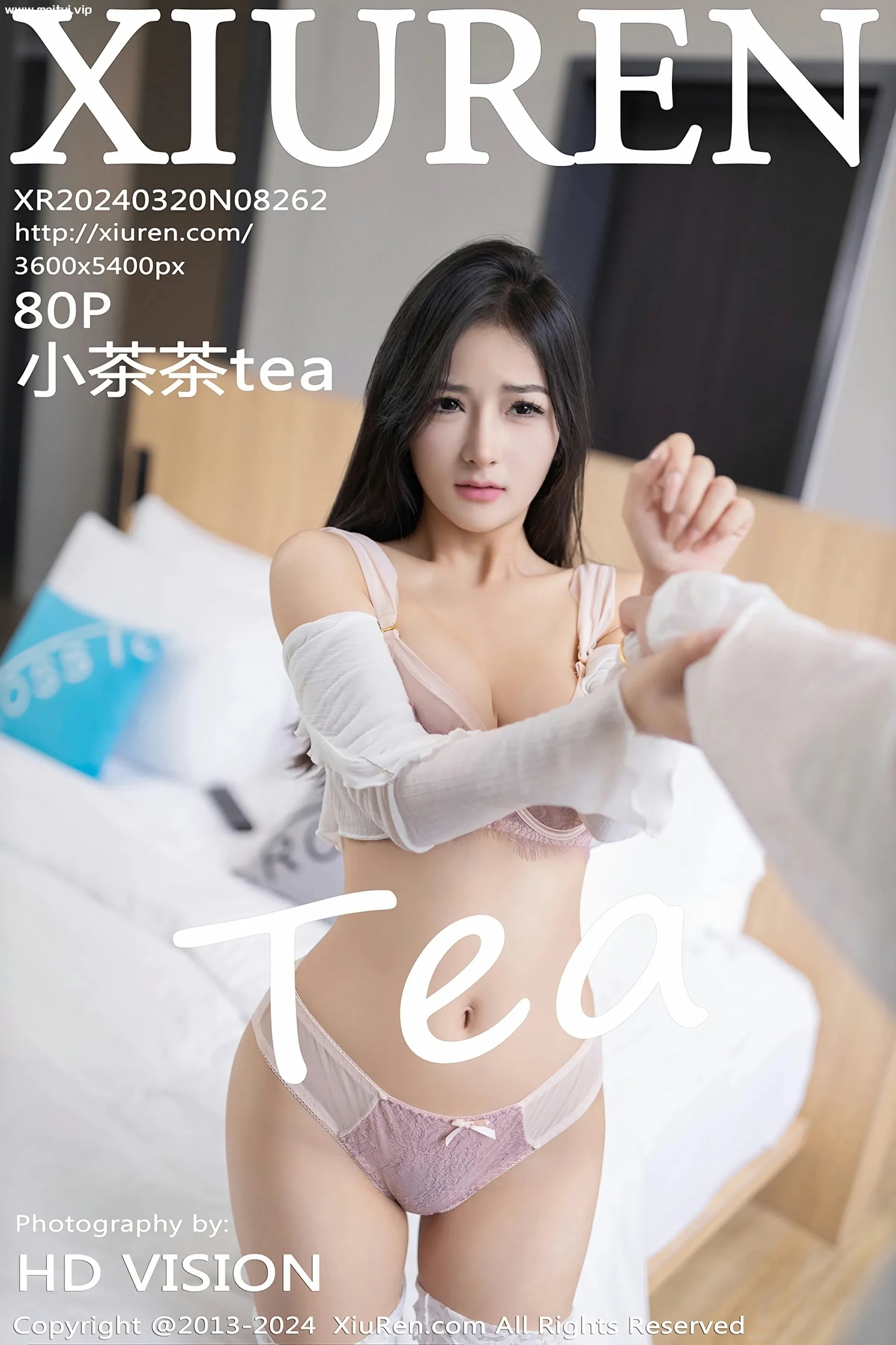 [XiuRen秀人网] 2024.03.20 No.8262 小茶茶tea 粉灰色蕾丝内衣 性感写真 [80+1P]-美腿之家