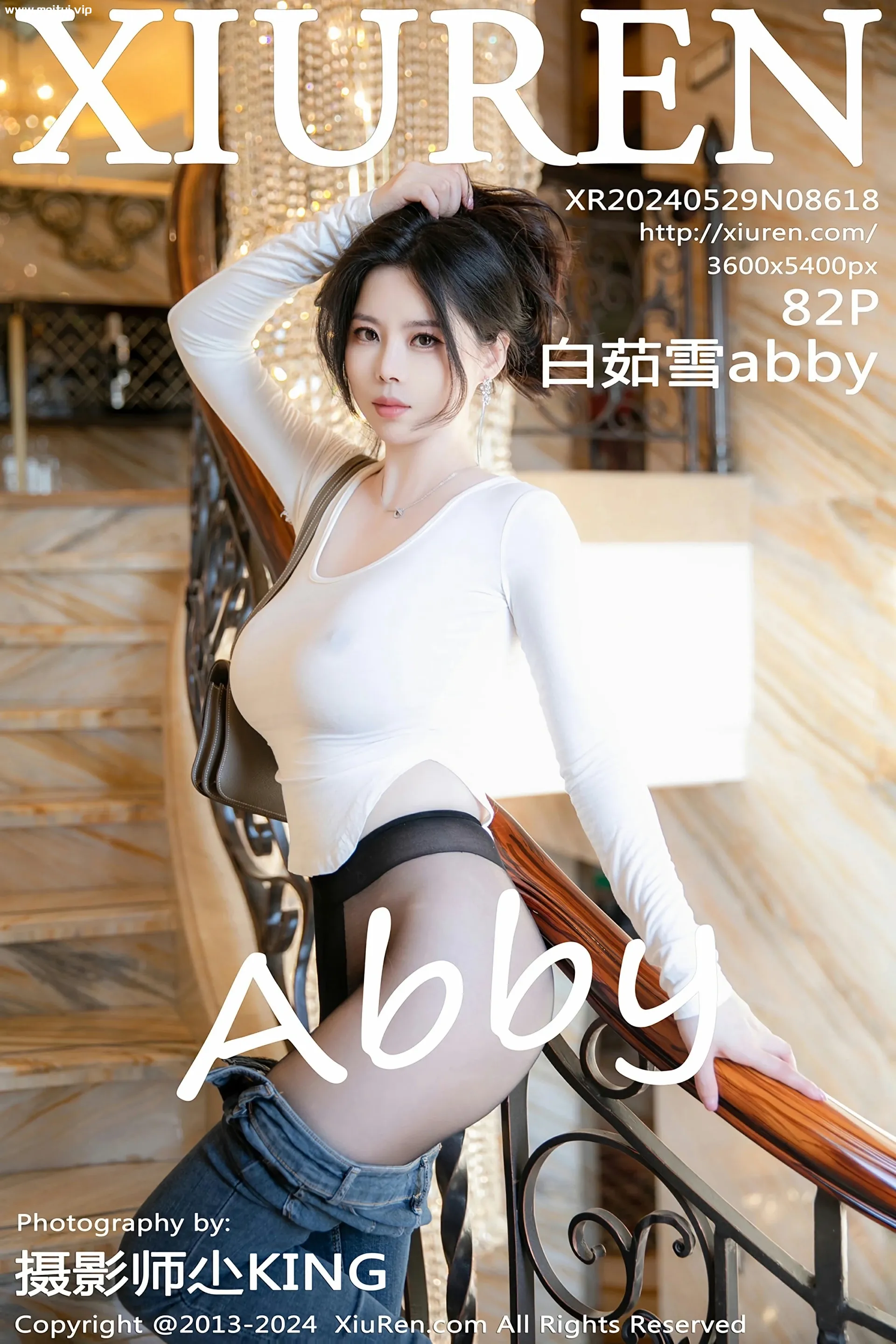 [XiuRen秀人网] 2024.05.29 No.8618 白茹雪abby 蓝色牛仔裤 魅惑黑丝 性感写真 [82+1P]-美腿之家