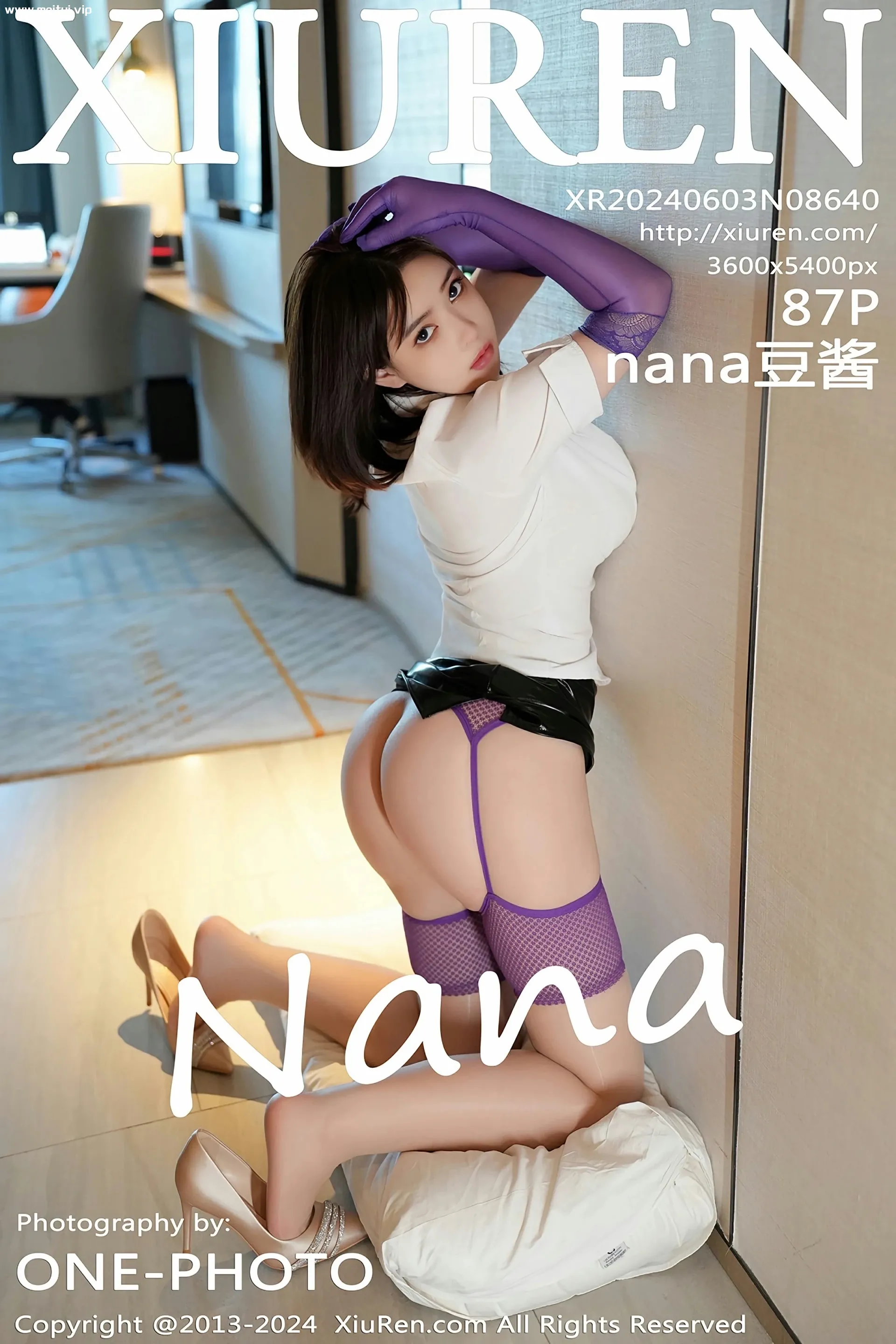 [XiuRen秀人网] 2024.06.03 No.8640 nana豆酱 白色T恤 紫色丝袜 性感写真 [87+1P]-美腿之家
