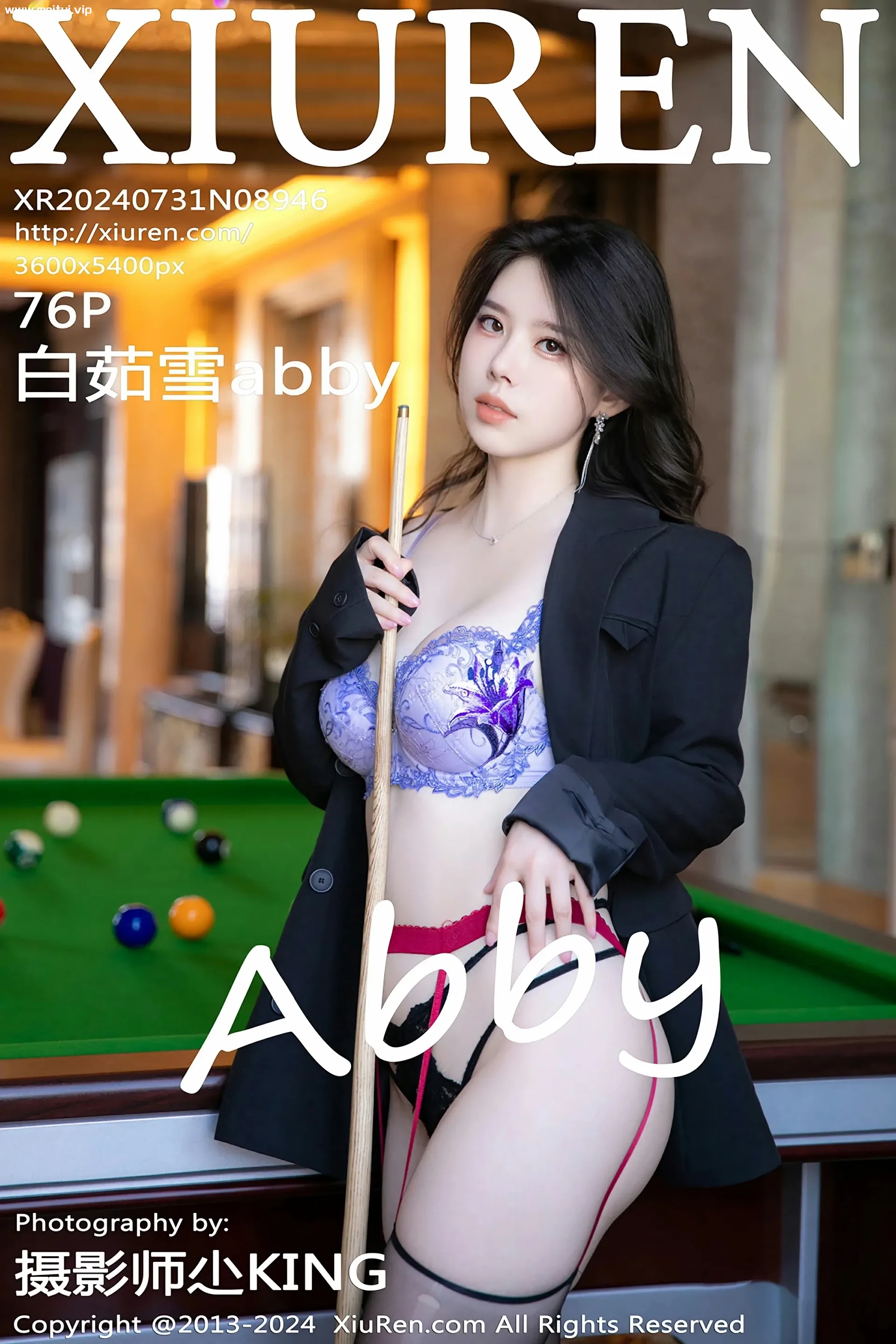 [XiuRen秀人网] 2024.07.31 No.8946 白茹雪abby 台球主题 魅惑黑丝 性感写真 [76+1P]-美腿之家