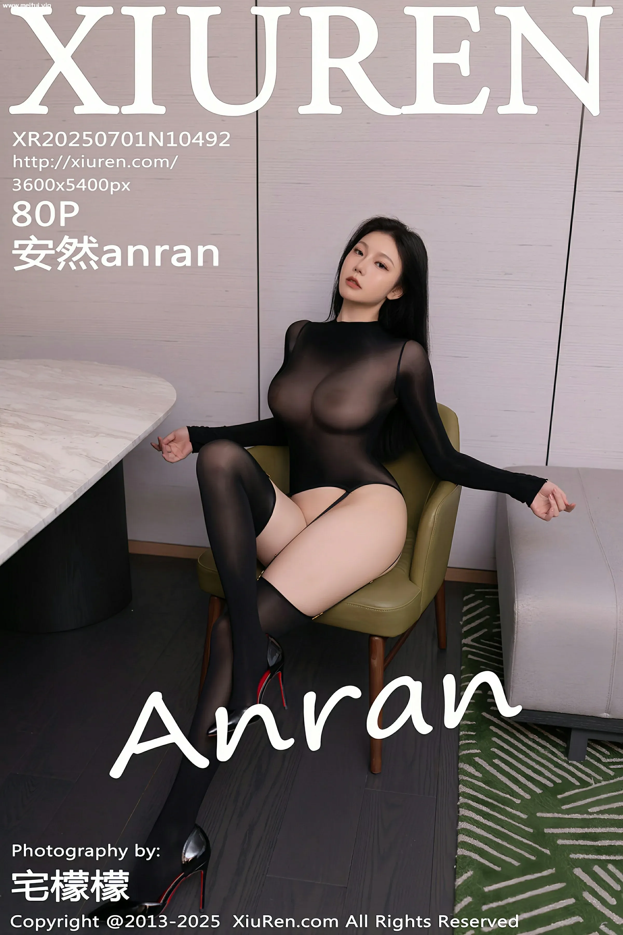 [XiuRen秀人网] 2025.07.01 No.10492 安然anran 黑色连体丝袜 性感写真 [80+1P]-美腿之家
