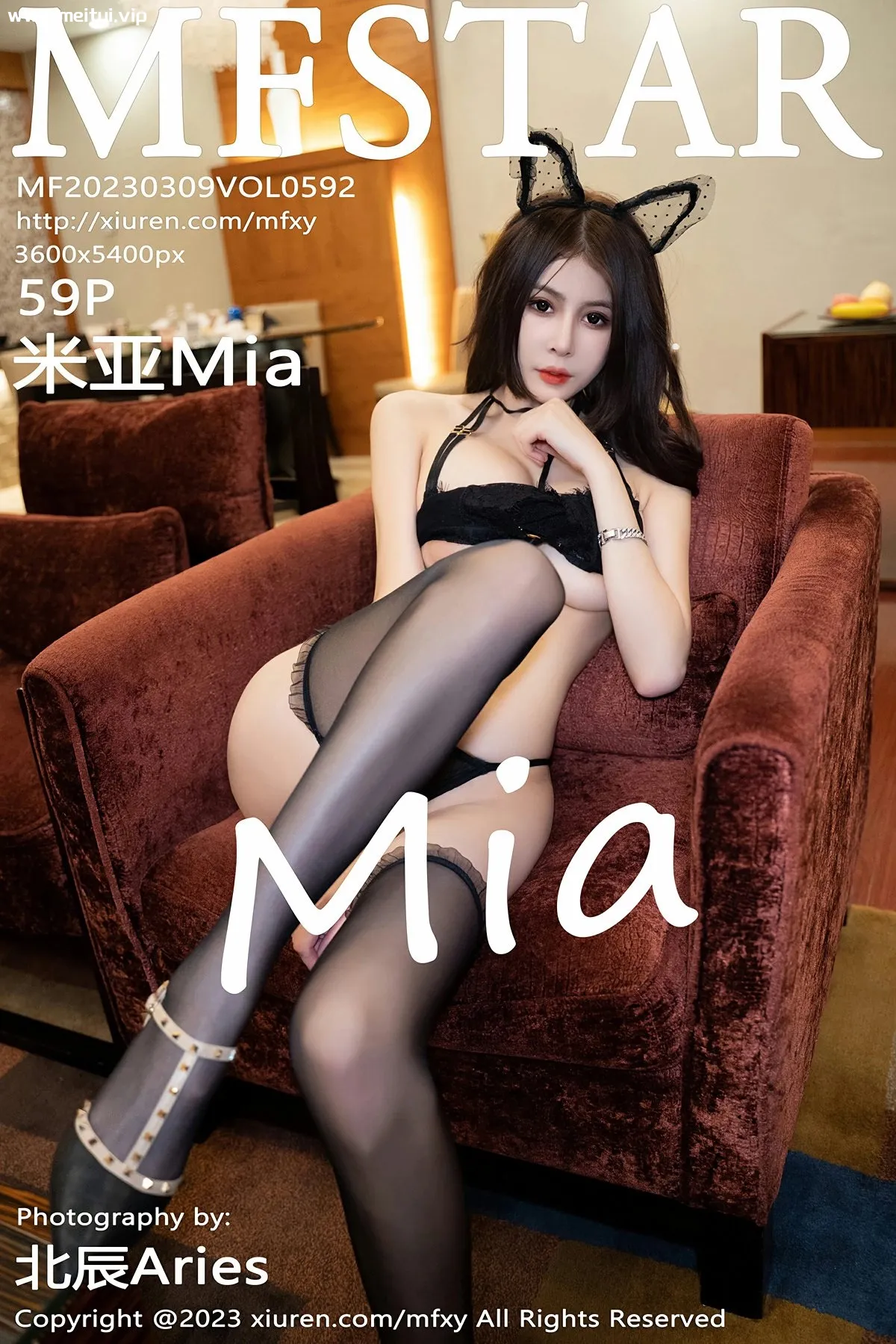 [MFStar模范学院] 2023.03.09 VOL.592 米亚Mia 黑色蕾丝情趣服饰 性感写真 [59+1P]-美腿之家