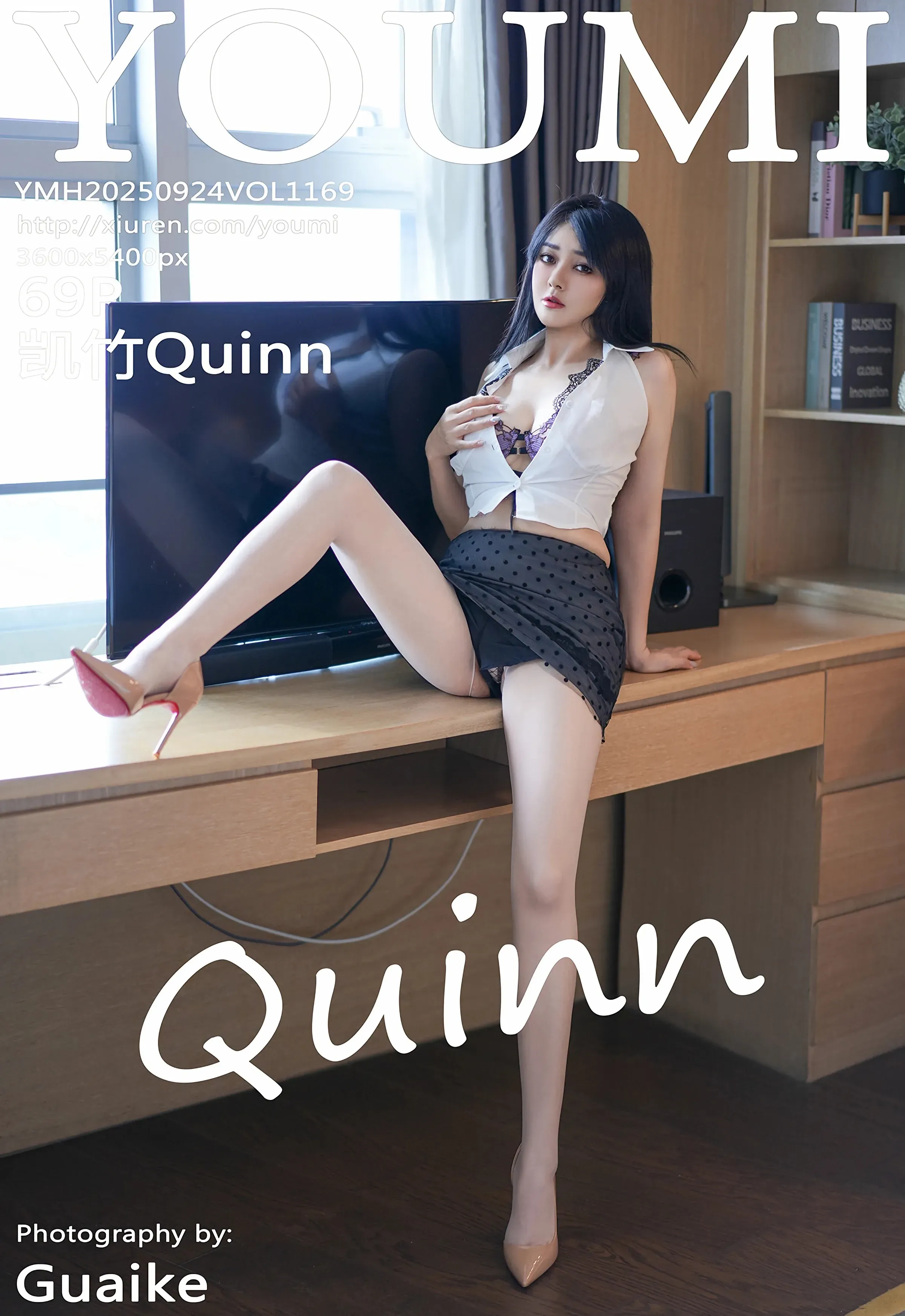 [YOUMI尤蜜荟] 2025.09.24 VOL.1169 凯竹Quinn 黑色蕾丝波点短裙 性感写真 [69+1P]-美腿之家